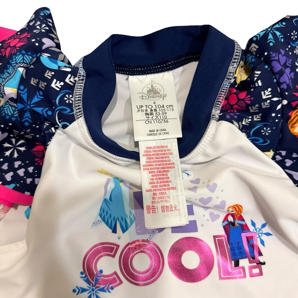 Disney Frozen Swim Top White Pink Elsa Anna Be Cool Rash Guard Girls 4 - Picture 2 of 3